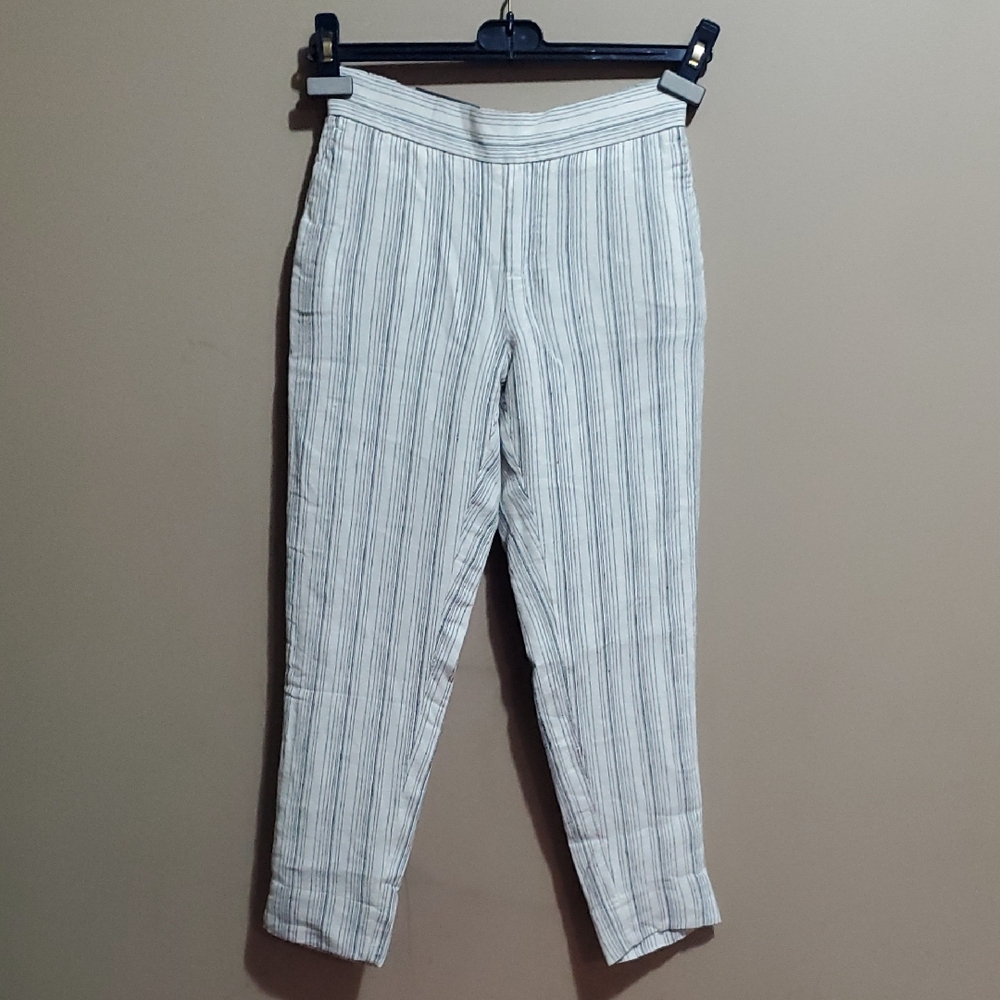 Banana Republic Hayden Striped White And Gray Pants Size 00 Petite